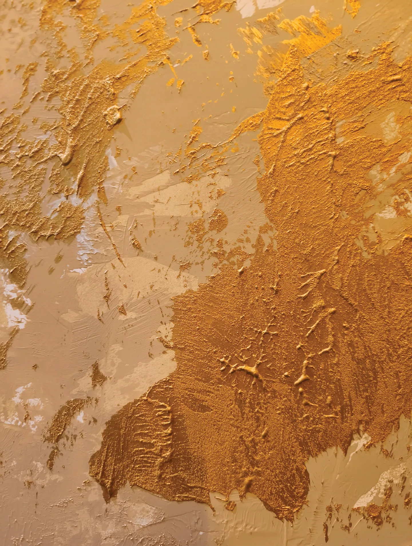 Gold textured paint surface in the Bellucci mural.