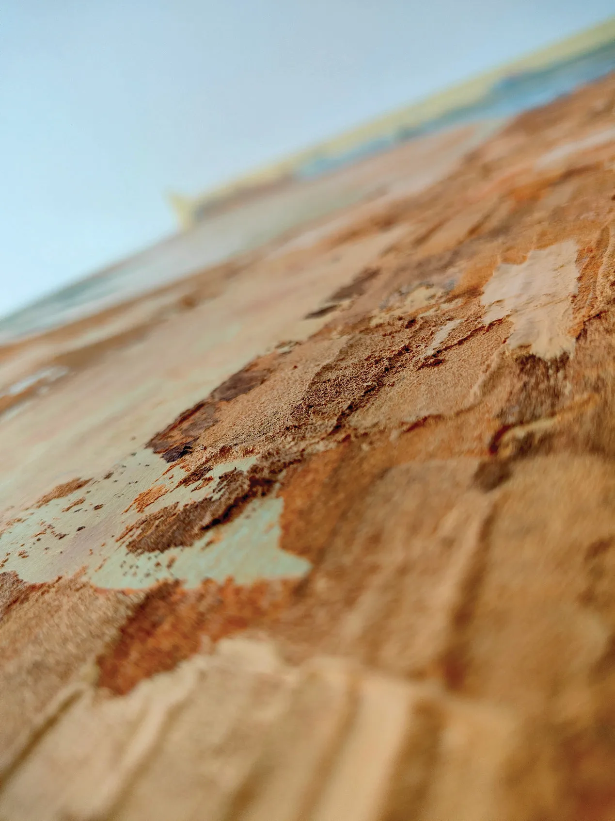 Close-up of the raised gold paint texture.